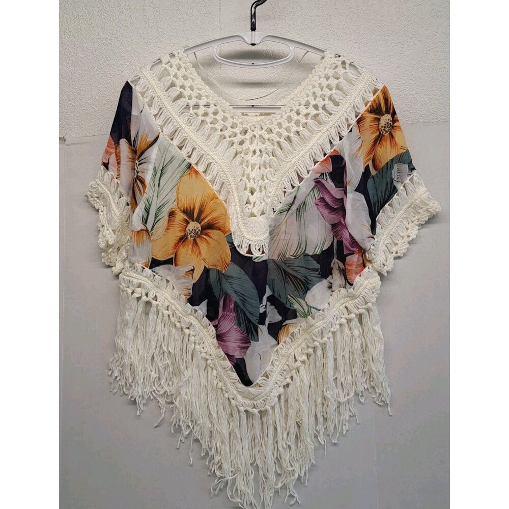 Miss Me Crochet Blouse Sheer Floral Pattern Women's Size Small New*